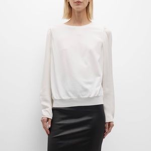THEORY - Top with Silk Long Puff-Sleeve in Ivory - (#0635)